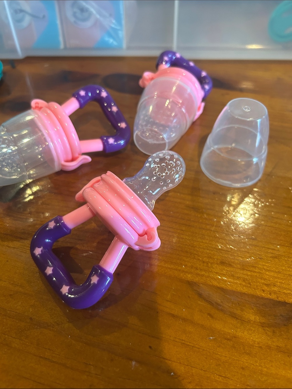 Pink & Purple Set of 3 baby fruit feeder pacifiers